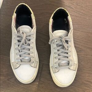 P448 White and Silver Sneakers